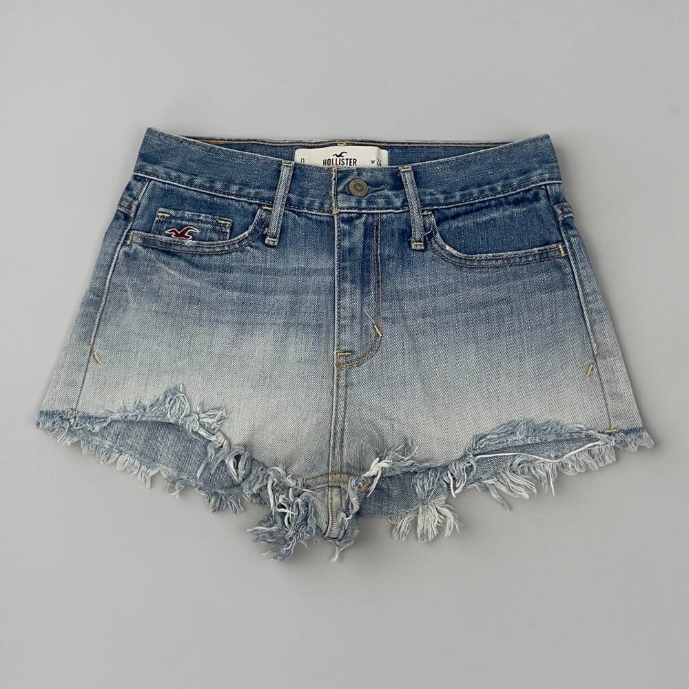 Hollister Distressed Ombre Wash Denim High Rise Mini Jean Shorts